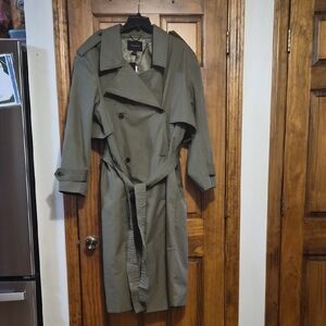 Banana Republic Olive-Trench Double-Breasted Belted Coat